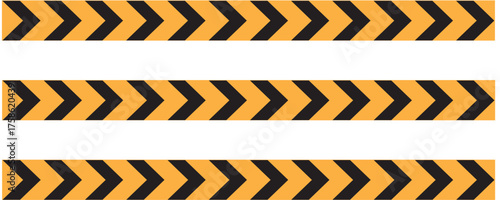 Seamless Black and Yellow Chevron Pattern Background. Chevron Warning Stripe Pattern, Construction Zone and Crime Scene Border, Danger and Attention Sign Background, Safety Banner Design Illustration