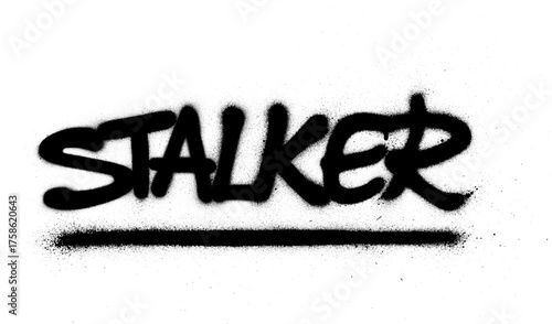 graffiti stalker word sprayed in black over white