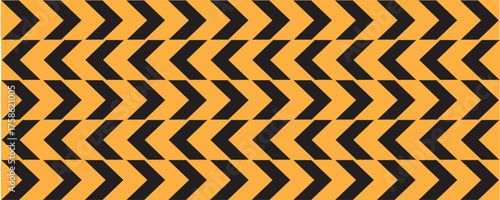 Seamless Black and Yellow Chevron Pattern Background. Chevron Warning Stripe Pattern, Construction Zone and Crime Scene Border, Danger and Attention Sign Background, Safety Banner Design Illustration
