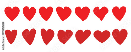 Red Heart Brush Stroke Vector Collection – Hand Drawn Romantic Symbol Set, Painted Love Shape Pattern, Abstract Valentine Decoration, and Artistic Grunge Heart Outline Texture Symbol