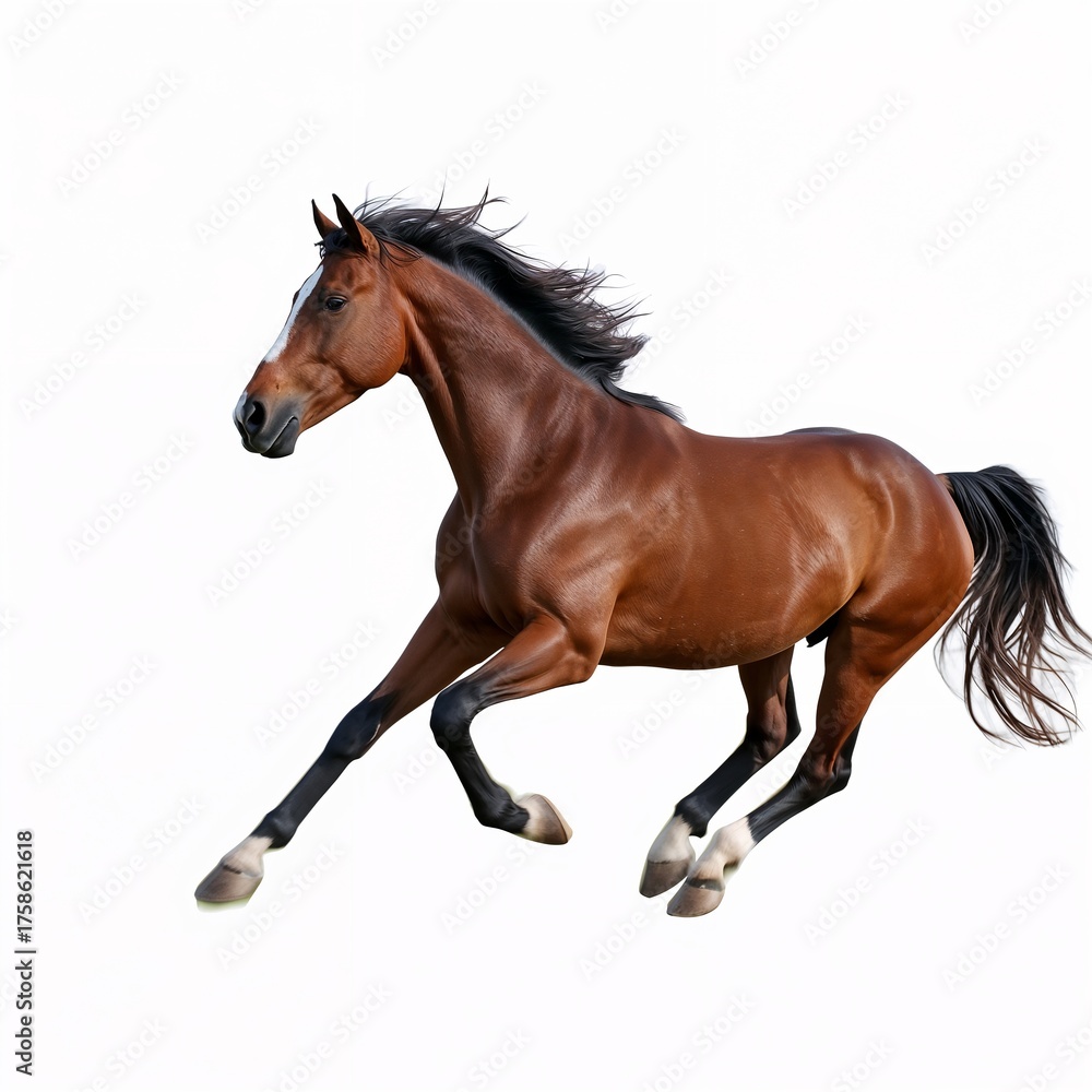 Obraz premium Horse running side view, isolated on white background