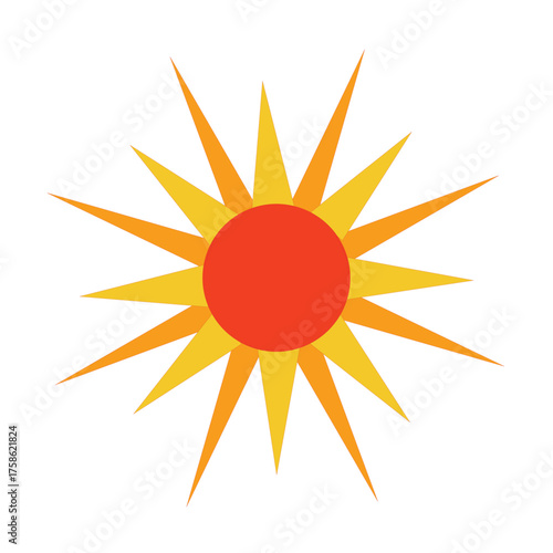 Sun silhouette vector illustration. Bright summer sunlight icon design.