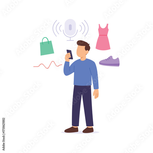 Voice Search, speaking to find shopping item