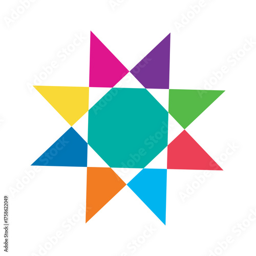 Colorful Geometric Star Vector. Abstract Polygon vector Shape 