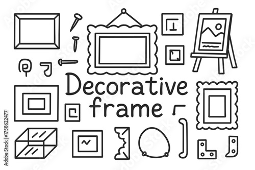 Decorative Frame Doodle. Decorative frame. Hand-drawn doodle illustration of Decorative frame. Picture frame,