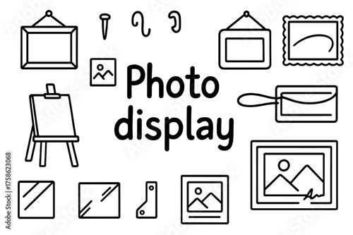 Photo Display Doodle. Photo display. Hand-drawn doodle illustration of Photo display. Picture frame, photo,
