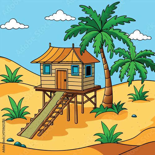 a sahara sand dune oasis treehouse .eps