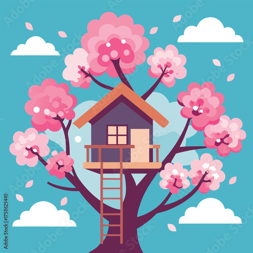 a spring blossom treehouse hidden among cherry tre (1).eps