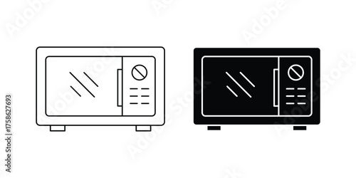 microwave icon, cooking icon . Collection of various microwave oven silhouettes illustrations . eps 10
 