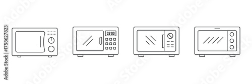 microwave icon, cooking icon . Collection of various microwave oven silhouettes illustrations . eps 10
 