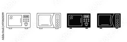 microwave icon vector outline symbol . Microwave icon set. Microwave vector illustration isolated on white background.  eps 10 