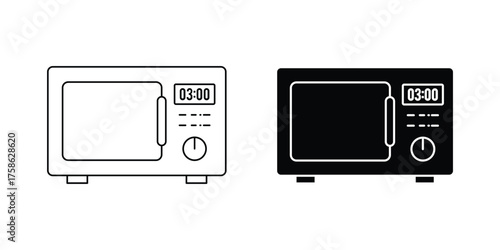 Microwave oven icon set. Line and glyph microwave oven vector . microwave oven minimal icon set, black color and white background . eps 10