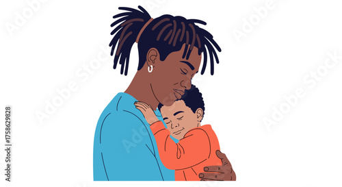 A parent holding their sleeping child close and offering comfort and security.