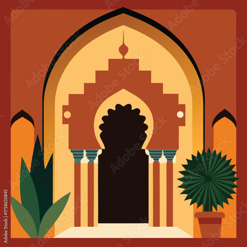 moroccan riad courtyard arch cutout  (1).eps