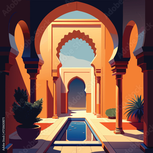 moroccan riad courtyard arch cutout  (2).eps