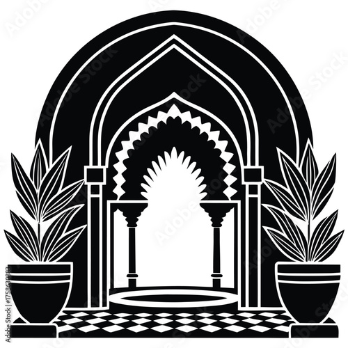 moroccan riad courtyard arch cutout  (3).eps