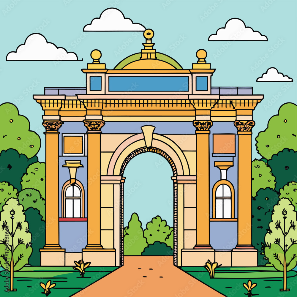 Obraz premium renaissance marble arch in palace garden .eps