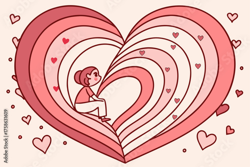 Layered heart waves radiating from center glow
