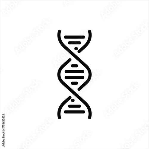 Genetic DNA icon. Vector line biotechnology molecular chromosome helix gene signs outline illustration collection. For web design, isolated on white background.
