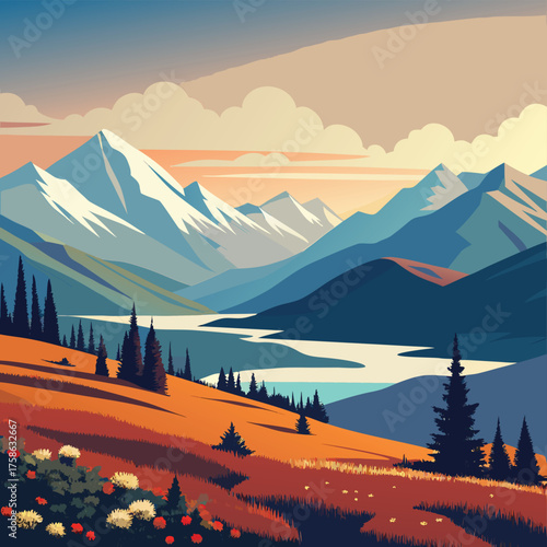 vast tundra scene in summer with wildflowers and d (2).eps