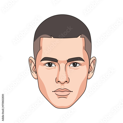 Illustrated portrait of a person face frontal view vector