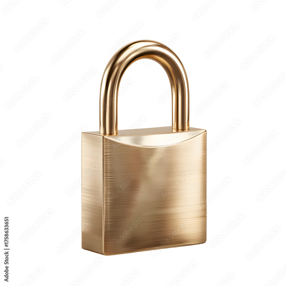 Fototapeta premium Golden Padlock isolated on transparent background