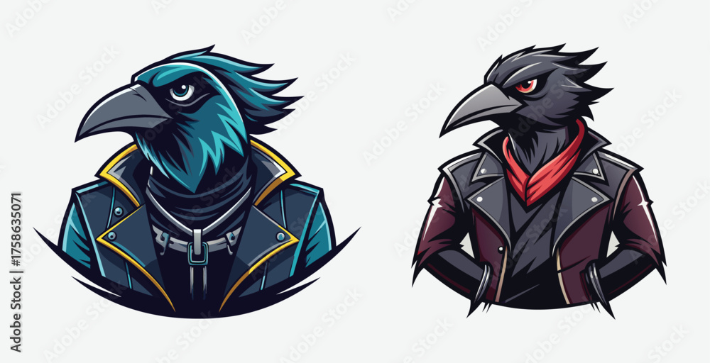 Fototapeta premium Elegant sharp fierce crow logo vector art design illustration
