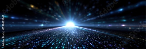 Futuristic Digital Highway with Glowing Data Stream and Bright Light