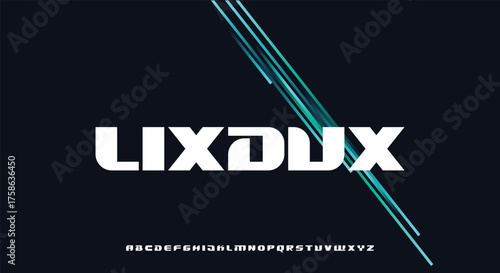 Lixdux, Abstract technology science alphabet lowercase font. digital space typography vector illustration design
