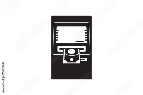 ATM Machine Silhouette Vector Clipart Bank Cashpoint Outline Illustration Graphic