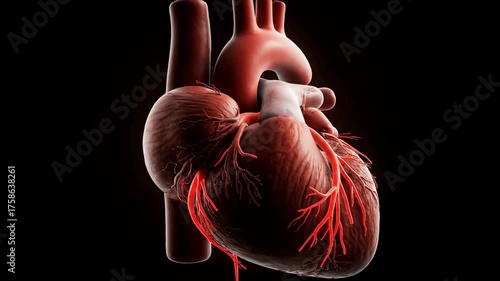 Organic Heart Model with Glowing Vascular Network for Medical Education, Health Awareness, Cardiology Content, and Creative Video Projects