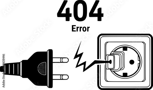 Electric plug icon symbol.Connection, socket with a plug, icons.Concept of 404 error connection.Electric plug icon on white background.Vector Illustration See Less
