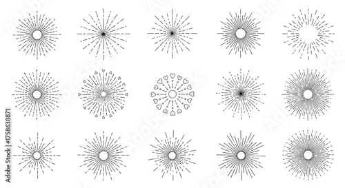 Radiant Sunburst Vector Collection Vintage Style Graphics for Design Projects