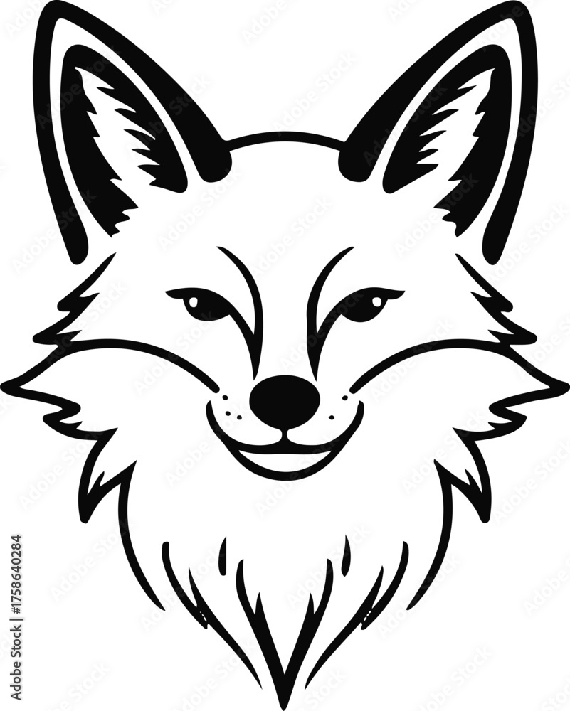 Fototapeta premium Minimal line art fox head, bold contour 3