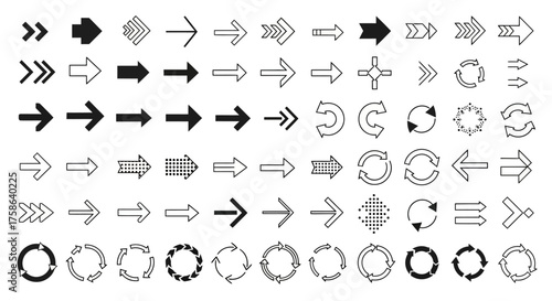 Variety of Arrow Designs Black and White Vector Pack for Graphic Design Projects