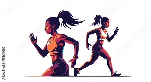 Two Female Runners in Motion A Study of Athleticism and Determination