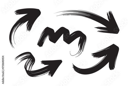 black brush arrow icons vector pack dynamic directional strokes for presentations branding and design