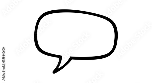 Isolated outline of a hand-drawn cartoon speech bubble. A simple monochrome communication symbol for comics, chat, and design concepts
