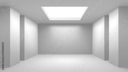 Wallpaper Mural Spacious minimalist empty white room featuring bright overhead light and pristine ceiling creating serene unadorned interior space. Torontodigital.ca