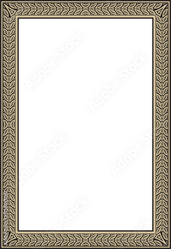 Vector golden and black square Yakut ornament. An endless rectangular border, a frame of the northern peoples of the Far East.