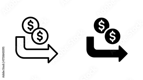 Vector art of financial decline concept a coin descends, symbolizing loss, decrease, and economic downturn