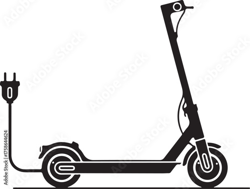 Electric scooter icon with plug vector illustration innovative transportation for urban mobility