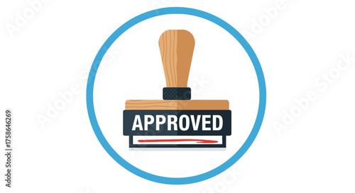 A round blue-bordered stamp displaying the word "APPROVED" in bold lettering.