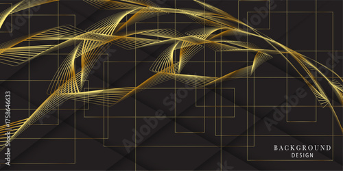 Gradient black gold abstract creative background design