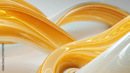  Covers advanced materials and soft-matter interfaces. Smooth glass-like surfaces forming organic curves in orange. A high-resolution 4K scientific video.