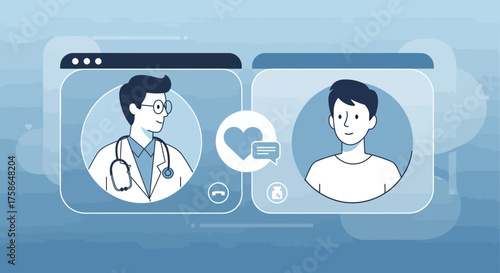 Doctor and patient engage in virtual consultation using telehealth technology