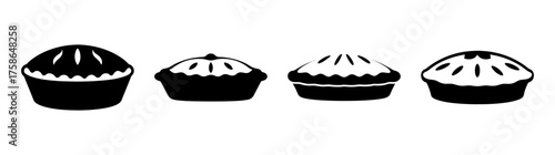 Four delicious black and white apple pies ready for a wholesome baked goods collection