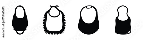 Four distinct baby bib designs showing different styles and shapes ideal for mealtime protection and comfort