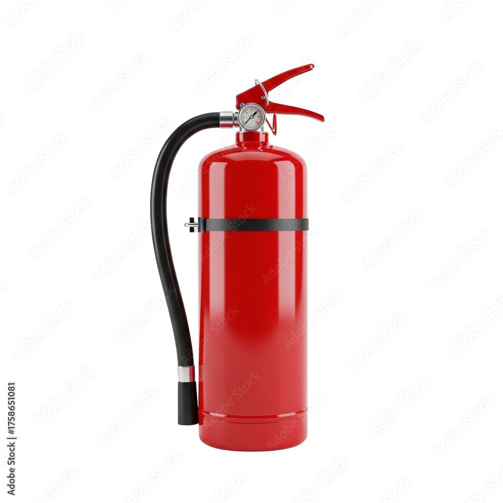 Fototapeta premium Red Fire Extinguisher Isolated on Transparent Background for Firefighting Design 
