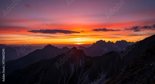 Majestic Sunset Mountain Range.